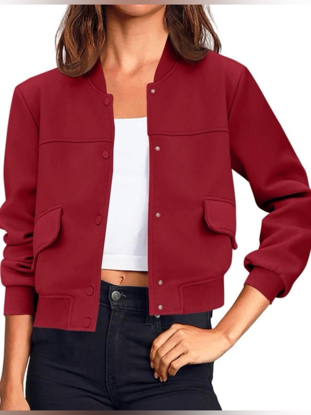 Tankaneo Womens Cropped Bomber Jackets Casual